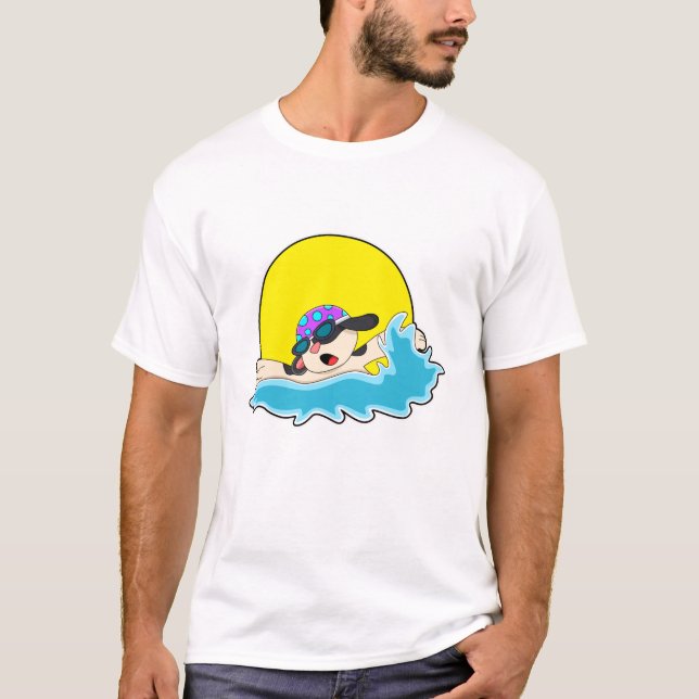 Camiseta Cães a Nadar com óculos de Natação (Frente)