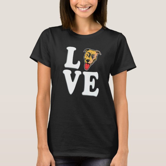Camiseta Cães Amam Pitbull Para Homens e Mulheres (Frente)