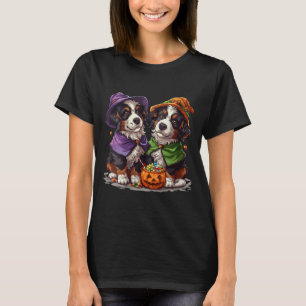 Camiseta Cães Berneses Montanheses Fofos de Mulheres Bruxa 