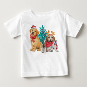Camiseta Cães bonitos desejando Feliz Natal