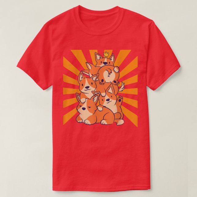 Camiseta Cães Bons Empilhados Corgi (Frente do Design)
