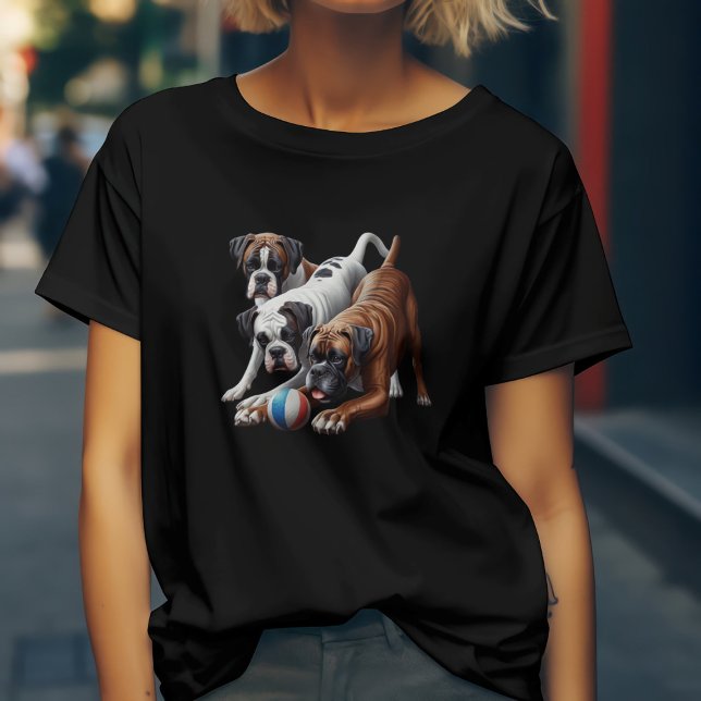 Camiseta Cães Boxer Divertidos e Bola (Criador carregado)