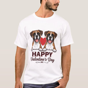 Camiseta Cães Boxer Feliz Dia dos Namorados Vintage