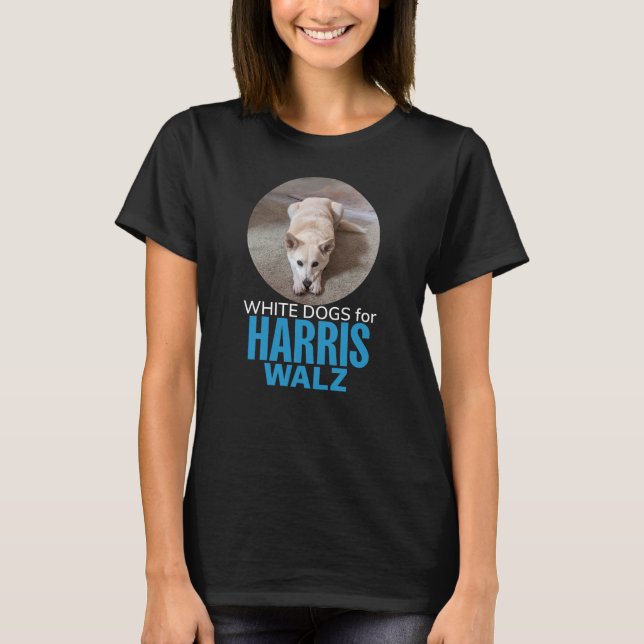 Camiseta Cães Brancos para Harris Walz (Frente)