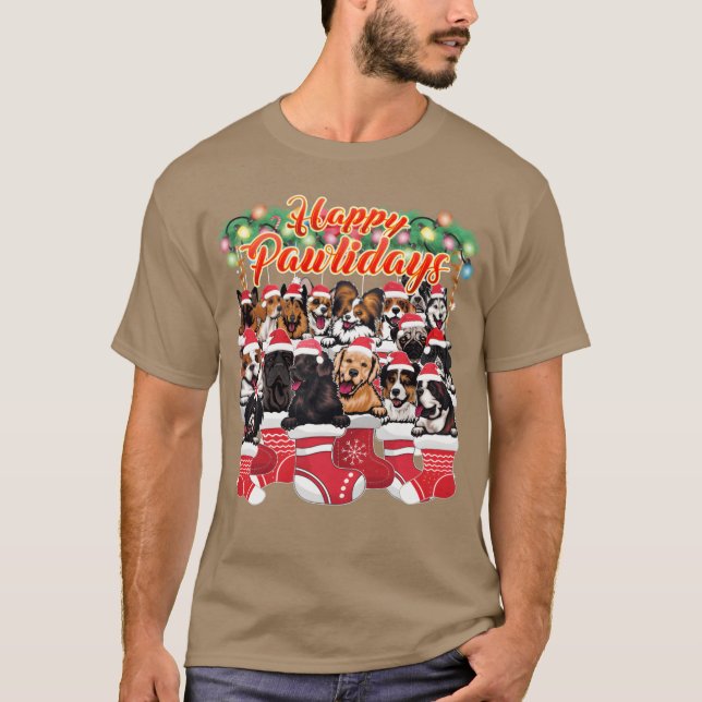 Camiseta Cães, Cães de Natal, Cachorro-Fofinho (Frente)