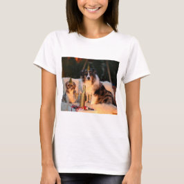 Camiseta Cães Celebrando Ano Novo