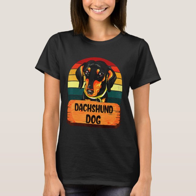 Camiseta Cães com Dachshund Colores Retroativos (Frente)