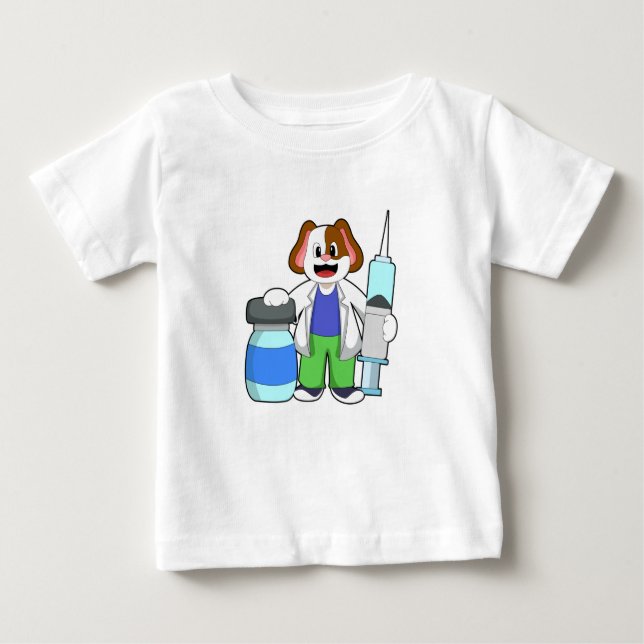 Camiseta Cães como Médico com Seringa (Frente)