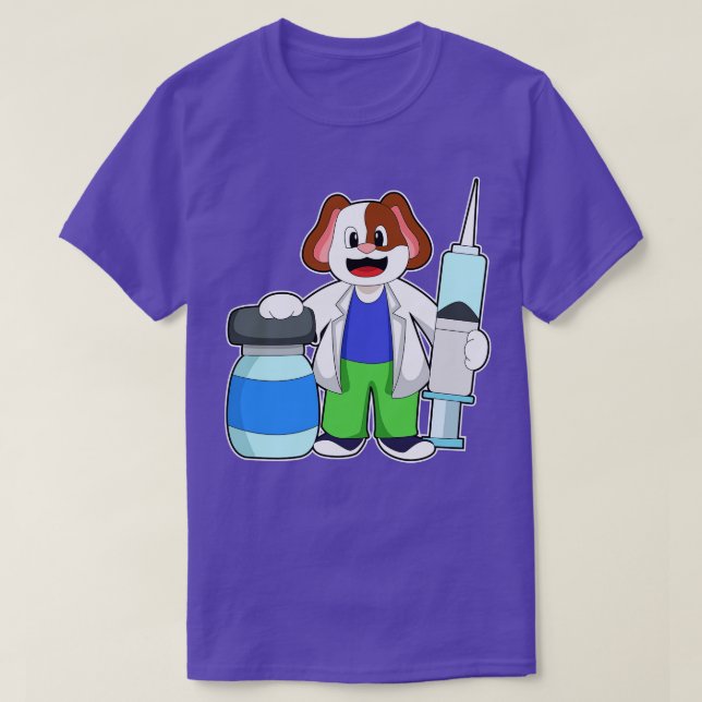 Camiseta Cães como Médico com Seringa (Frente do Design)