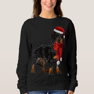 Camiseta cães dachshund com luzes de natal de árvore