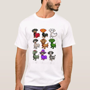 Camiseta Cães Dachshund Halloween Feliz Halloween