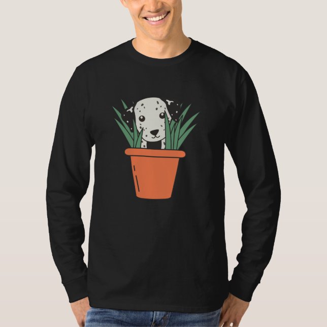 Camiseta Cães Dalmáticos Cães Flores Cães Potes (Frente)