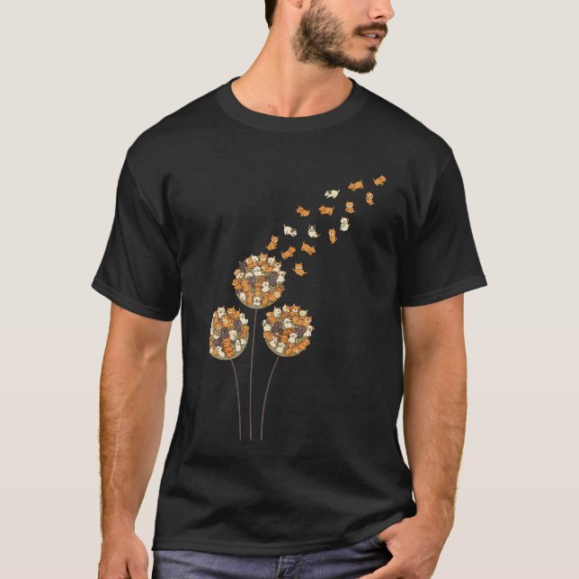 Camiseta Cães Dandelion Arte Cachorro Fofo Flor (Frente)