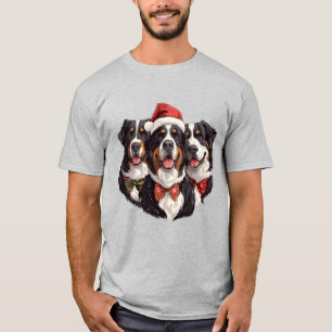 Camiseta Cães das Montanhas Bernesas de Natal