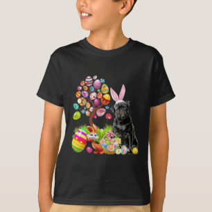 Camiseta Cães de Árvore de Ovo da Páscoa Negra Dia das Pásc