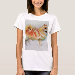 Camiseta Cães de Cães com Aquarela Alemã Spitz Pomerâni