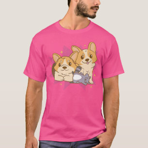 Camiseta Cães De Corgi Cute Brincam Com Raquicão Cachorro D