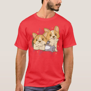 Camiseta Cães De Corgi Cute Brincam Com Raquicão Cachorro D