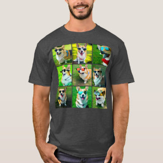 Camiseta Cães de Corgi Vestindo óculos escuros coloridos Le
