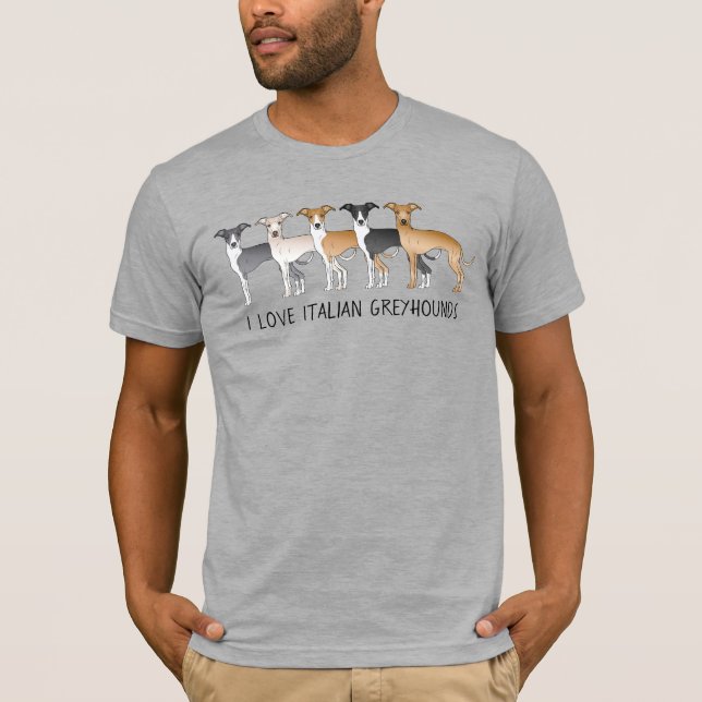 Camiseta Cães de desenho animado Italian Greyhound com text (Frente)