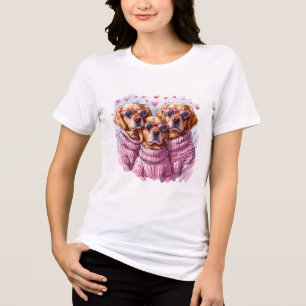 Camiseta Cães de dia de os namorados para Retriever Ouros