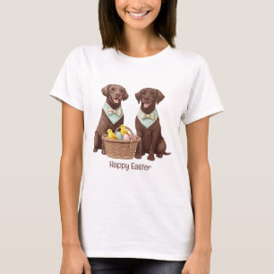 Camiseta Cães de felz pascoa de chocolate Labrador