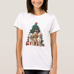 Camiseta Cães de Goldendoodle de Natal