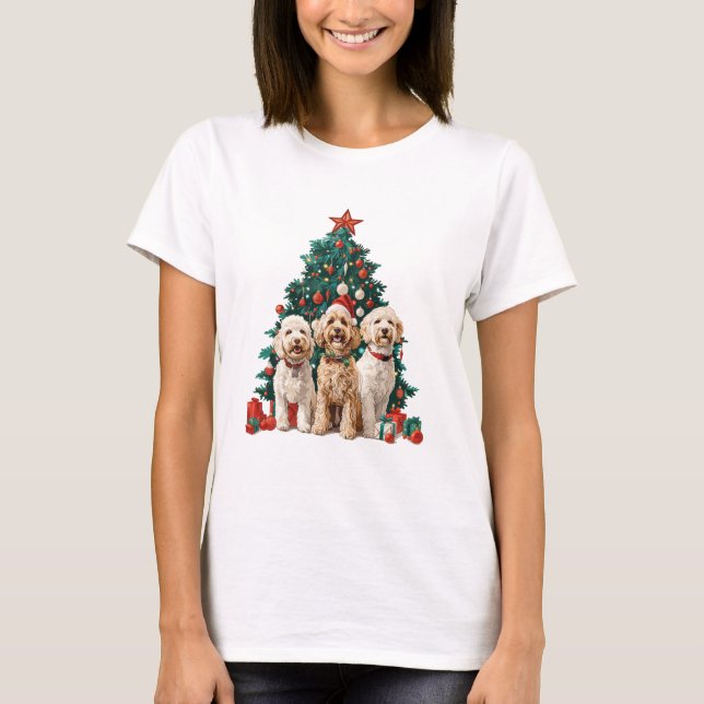 Camiseta Cães de Goldendoodle de Natal (Frente)