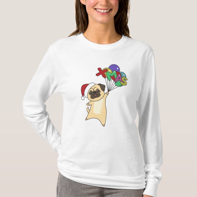 Camiseta Cães de inverno Pug Christmas Snow (Frente)