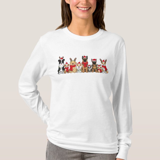 Camiseta Cães de Natal | Cachorrinho de Festa Adorável (Frente)