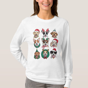 Camiseta Cães de Natal Cachorrinho de Festa Adorável