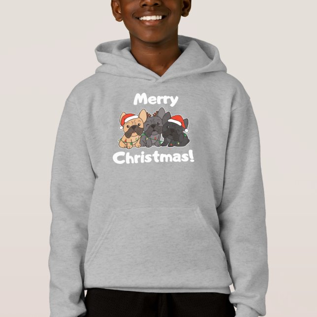 Camiseta Cães de Natal de Bulldog Franceses (Frente)