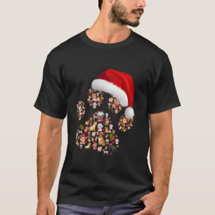 Camiseta Cães de Natal Feliz Paws Luz Santa Chapéu Puppy X