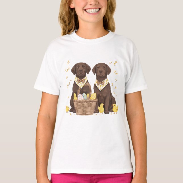 Camiseta Cães de páscoa de chocolate Labrador (Frente)