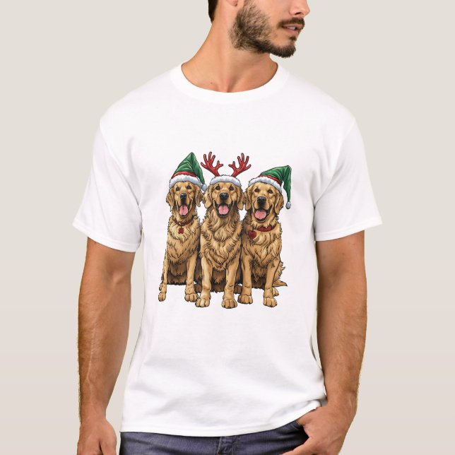 Camiseta Cães de varejo de Ouro de Natal (Frente)