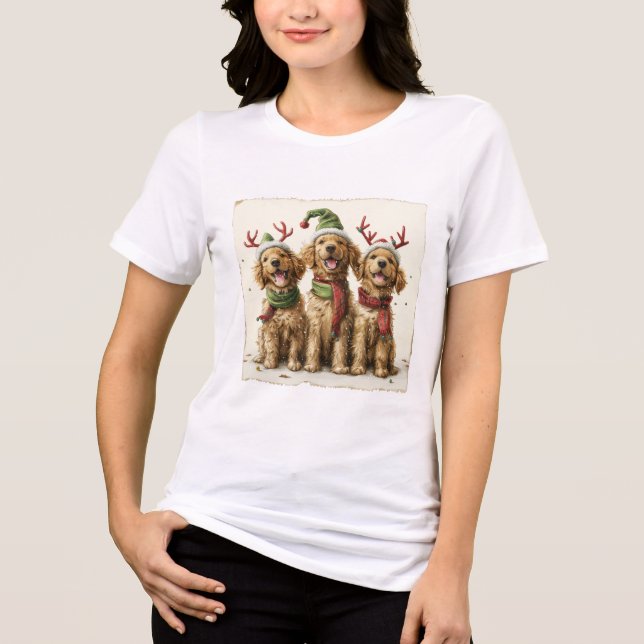 Camiseta Cães de varejo de Ouro de Natal (Frente)