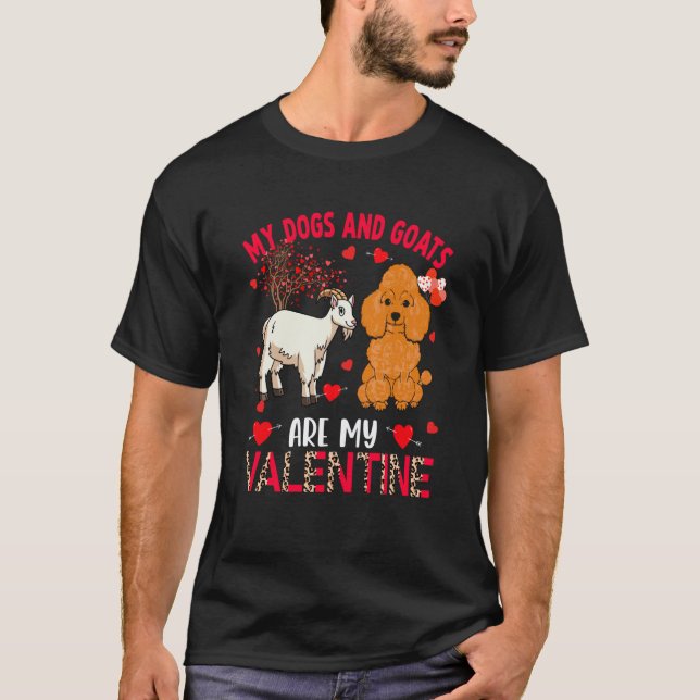 Camiseta Cães E Cabras São Meu Poodle De Valentim Com Cabra (Frente)