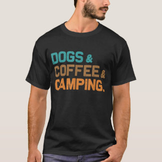 Camiseta cães e café e campismo
