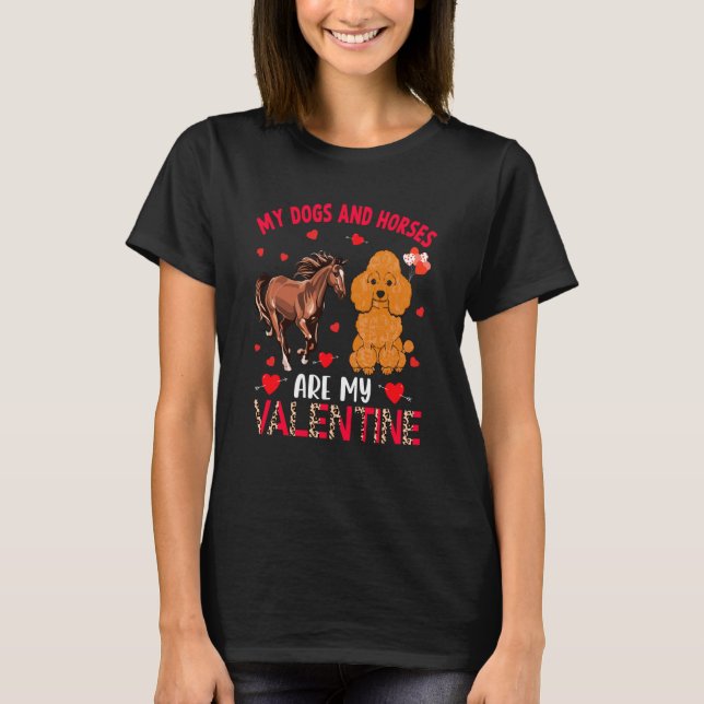 Camiseta Cães E Cavalos São Meu Poodle De Valentino Com Cav (Frente)