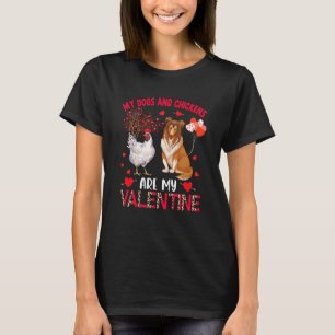 Camiseta Cães E Galinhas São Meu Sheltie De Valentine Com C