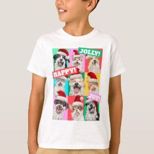 Camiseta Cães e Gatos com Barba de Papai Noel