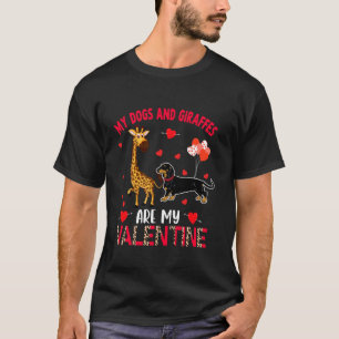 Camiseta Cães E Girafas São Meu Dachshund Do Dia Dos Namora
