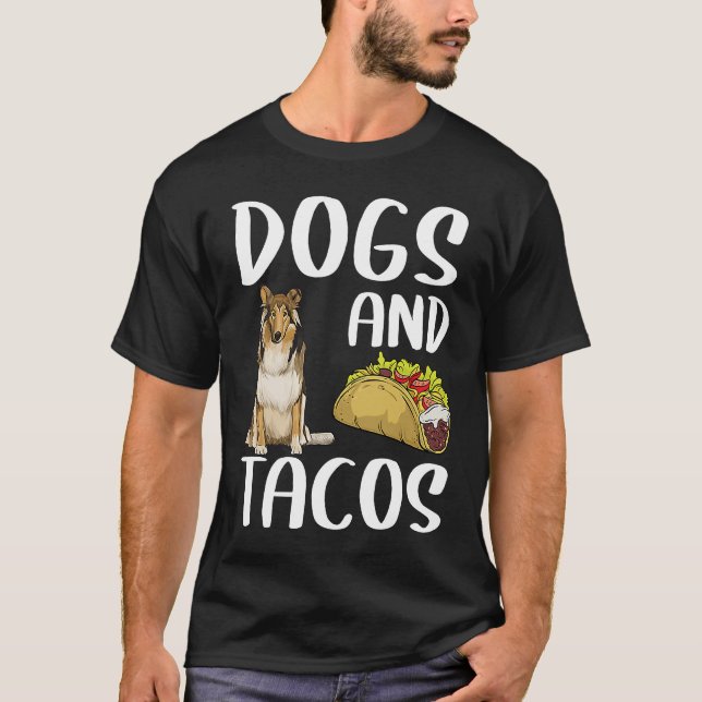 Camiseta Cães e Tacos Collie Comida mexicana (Frente)