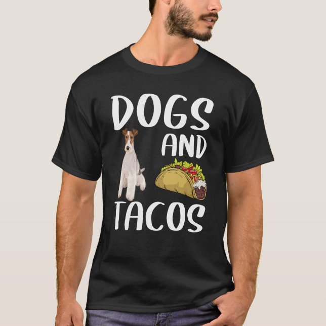 Camiseta Cães e Tacos Fios Fox Terrier Comida mexicana (Frente)