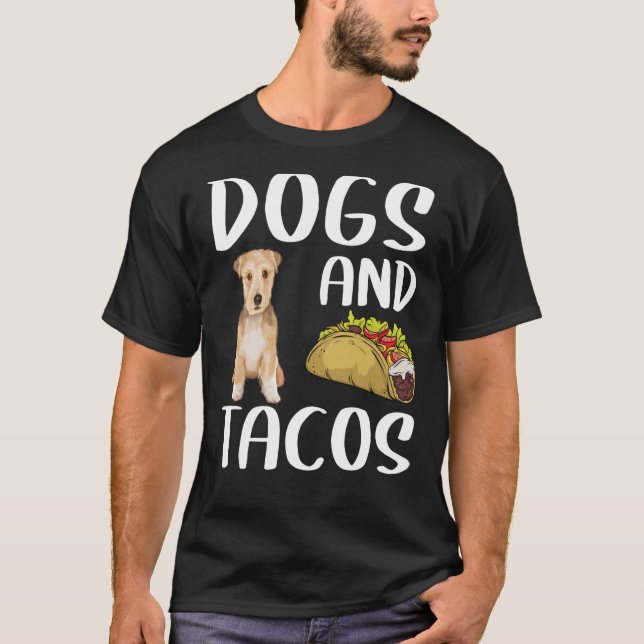 Camiseta Cães E Tacos Lakeland Terrier Comida mexicana (Frente)