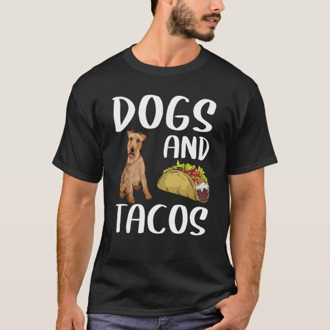 Camiseta Cães E Tacos Welsh Terrier Comida Mexicana (Frente)