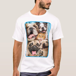 Camiseta Cães e uma Foto de Grupo de Gatos