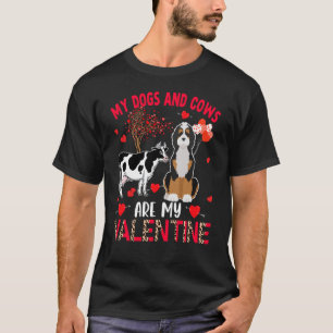 Camiseta Cães E Vacas São Meu Bernedoodle De Valentim Com C