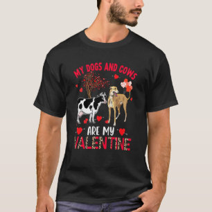 Camiseta Cães E Vacas São Meu Whippet De Valentim Com Vaca
