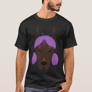Camiseta Cães Em Wigs Engraçados Doberman Roxo